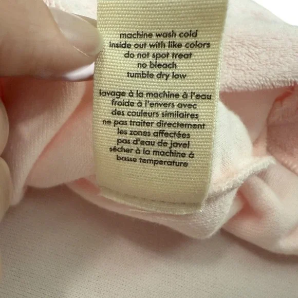 DONNI. Womens Terry Henley Pullover Sweatshirt Top Size XL Pink 3 Button Cropped - Picture 10 of 11